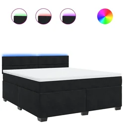 Vidaxl Box spring postelja z vzmetnico črna 180x200 cm žamet