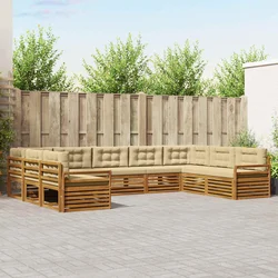 Set vanjskih sofa 9 pcs Prirodna i bež Čvrsto drvo akacije