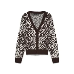 VERO MODA Pletena jopa VMARIA temno rjava / naravno bela