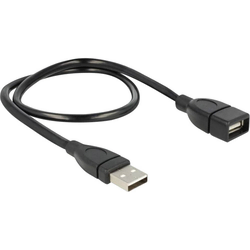 Delock USB 2.0 priključni kabel [1x USB 2.0 vtič A - 1x USB 2.0 vtičnica A] 0.50 m črn, fleksibi
