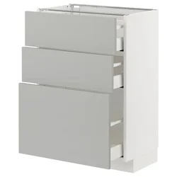 METOD / MAXIMERA Podni element s 3 fioke, bela/Havstorp svetlosiva, 60x37 cm