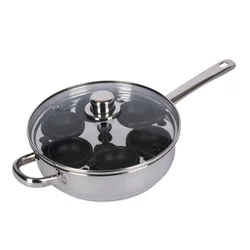 Poached egg pan, stainless steel, with lid, 26 cm - Kitchen Craft