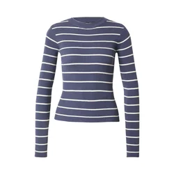 PIECES Pulover temno modra/bela