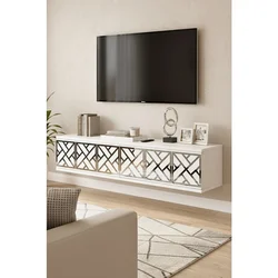 Hanah Home komoda Arex 120, 120 cm, bela / srebrna