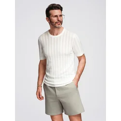 Ombre Mens openwork sweater with round neckline and short sleeves - white