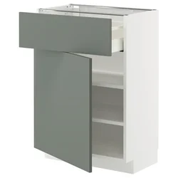 METOD / MAXIMERA Podni element s fiokom/vratima, bela/Nickebo mat sivozelena, 60x37 cm