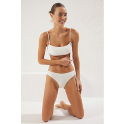 Trendyol Blue Strapless Textured Bikini Set