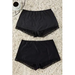 Trendyol Curve Black 2-Pack High Waist Laced Soft Comfort Plus Size Panties