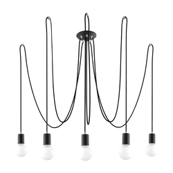 Sollux SL.0371 - Luster na sajli EDISON 5, 5xE27/60W/230V, pauk, crni