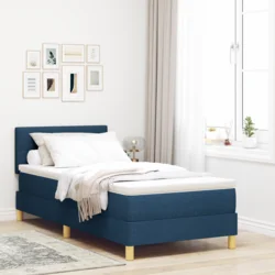 LED Box Spring Krevet s LED trakama Plava 90 x 200 cm tkanina