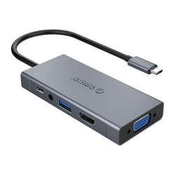 ADAPTER HUB 5W1 ORICO, HDMI 4K + USB 3.0 + VGA + AUX + USB-C PD 60W