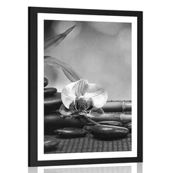 Plakat s paspartujem Feng Shui tihožitje v črnobeli varianti - 20x30 no frame