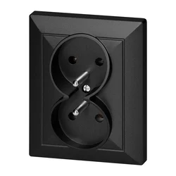 Vgradna dvojna vtičnica 2x2P+E Pearl, 16A, 250V, PT-6 P, črna