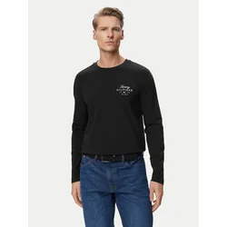 Tommy Hilfiger Majica z dolgimi rokavi Script Stack MW0MW43225 Črna Regular Fit