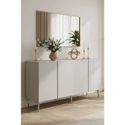 Hanah Home komoda Poli 150, 150 cm, bela / srebrna