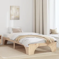 vidaXL Naravni okvir za posteljo Naravni les Trden borov les 75 x 190 cm