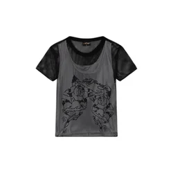 Ed Hardy Majica Climbing Rose črna/bela