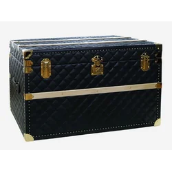 Casa Padrino luxury genuine leather suitcase black/gold 100 cm - Made in Italy