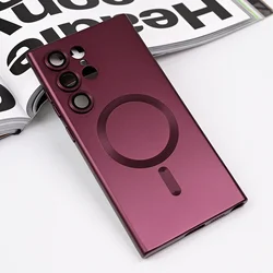 Maska za telefon Magsafe Chrome za Samsung S928B Galaxy S24 Ultra, Bordo