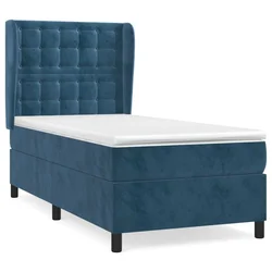 shumee Box spring postelja z vzmetnico temno modra 100x200 cm žamet