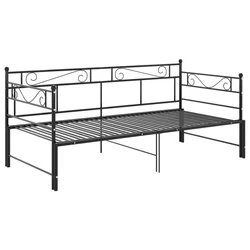 VIDAXL Izvlečni posteljni okvir črn iz kovine 90x200 cm