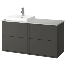 HAVBÄCK / ORRSJÖN Postolje umiv/umiv/slavina, tamnosiva/siva im. kamena, 122x49x71 cm