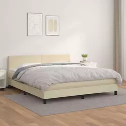 Krevet s oprugama i madracem krem 180x200 cm od umjetne kože
