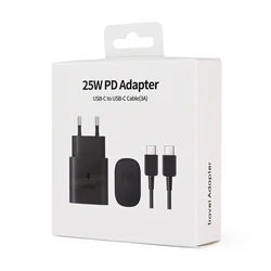 Kućni punjač PD Fast charger 25W za Samsung sa PD Type C kablom CE crni