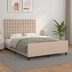 Okvir za krevet s uzglavljem cappuccino 140x190 cm umjetna koža