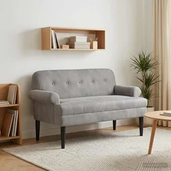 Ljubavni kauč s gumbima Svjetlosiva 120 x 66 x 78 cm Baršun