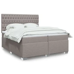 vidaXL Box spring postelja z vzmetnico taupe 200x200 cm blago, (21302330)