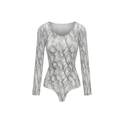cfab Oblikovanje postave Bodysuit Sculpting Shapewear Longsleeve mit String off-bela
