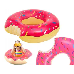 BIG DMUCHANE KOŁO DO Pływania PĄCZEK DONUT Kolorowy MATERAC DLA DZIECI
