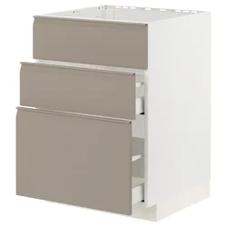 METOD / MAXIMERA Pod.element sudop. i 3front/2fioke, bela/Upplöv tamnobež, mat, 60x60 cm