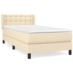 Vidaxl Box spring postelja z vzmetnico krem 100x200 cm blago