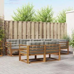 Set vanjskih sofa s jastukom 7 pcs Prirodna i svjetlosiva