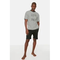 Trendyol Black Regular Fit Knitted Summer Shorts Pajamas Set