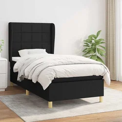 vidaXL Box spring postelja z vzmetnico črna 90x200 cm blago