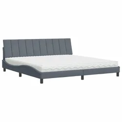 Krevet s madracem Hanko tamnosivi 200x200 cm baršunasti