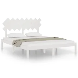 Vidaxl Posteljni okvir bel 160x200 cm iz trdnega lesa