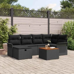 Sjedeća garnitura za vrt 7 kom. Crna poliratan 242,5 x 132,5 x 85 cm