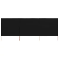 Vjetrobran s 3 panela od tkanine 400 x 120 cm crni