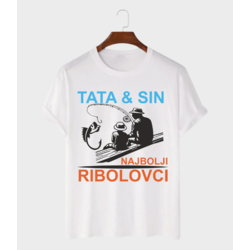 MAFIMI Muška majica Tata i sin najbolji ribolovci, Bela