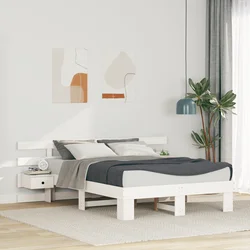 vidaXL Konstrukcija postelje s predalom Bela 120 x 200 cm