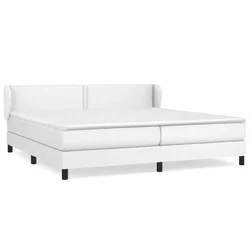 Vidaxl Box spring postelja z vzmetnico bela 200x200 cm umetno usnje