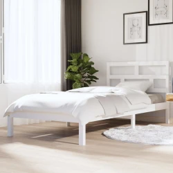 vidaXL Posteljni okvir bel iz trdne borovine 90x200 cm