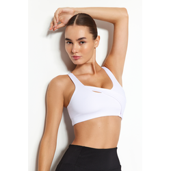 Trendyol White Medium Support/Sculpting Window/Cut Out Detail Knitted Sports Bra