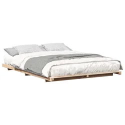 Vidaxl Konstrukcija postelje Rjava 140 x 220 cm Masivno borovo les