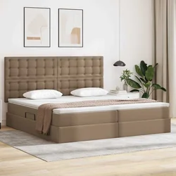 Krevet s od storage s madracem Kapućino 200 x 200 cm Lažna koža