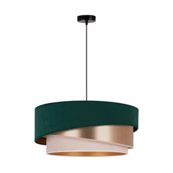 Duolla - Luster na sajli KOBO 1xE27/15W/230V prečnik 45 cm zelena/ružičasto-zlatna/krem